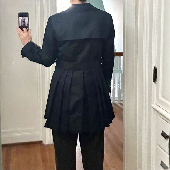 Chelsea and Theodore Short Trenchcoat Jacket Navy Blue Size 12 - Picture 6 of 13